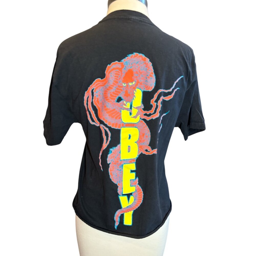 Obey Black Tee with Neon Jellyfish Graphic